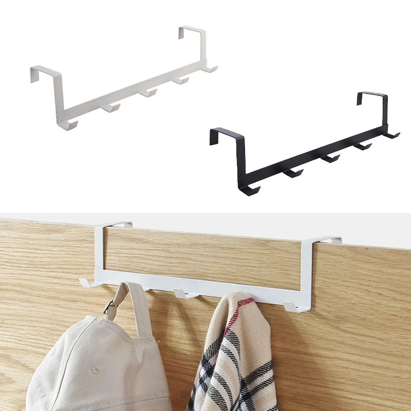 Home Goods Bathroom Storage - ドアハンガー収納ラック、フックオーバードア、衣類オーガナイザー、コート、帽子、タオル、ホームキー、バスルーム、キッチンアクセサリー、5フック