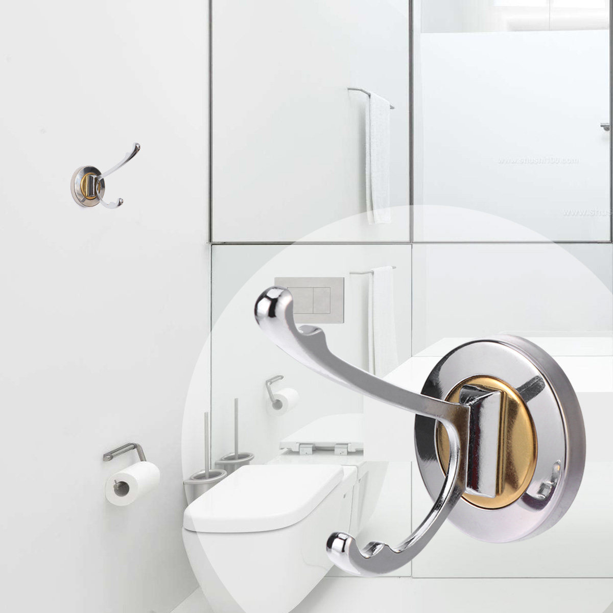 Home Bathroom Key - モダンなシルバーメタル壁掛けフック、ステンレス製、頑丈、コート、タオル、帽子、傘、ハンドバッグ、鍵、家庭、ホテル、バスルーム用