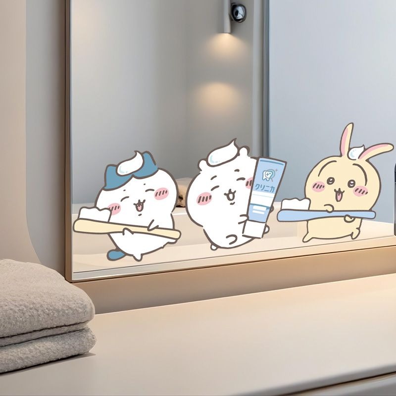 Home Edit Bathroom - ホットチイカワミラーステッカー強力粘着クリアプリント防水取り外し可能な装飾デカール浴室の化粧鏡ホームギフト