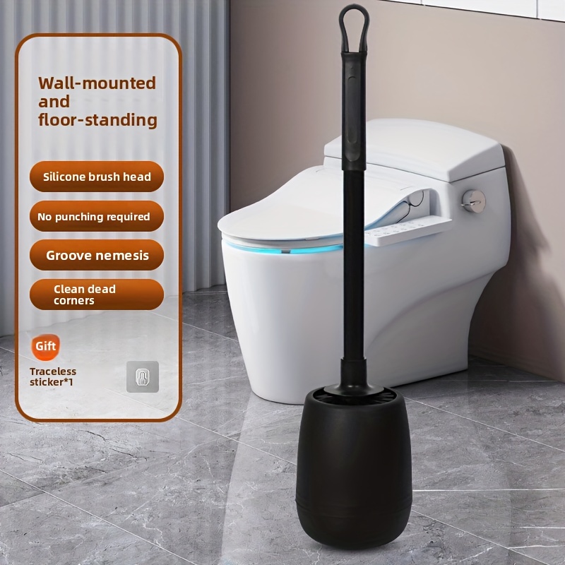 Home Bathroom Vent - ​ 多機能換気トイレブラシセット - 壁掛け式＆床置き式ブラシ、耐久性のあるプラスチック毛で浴室掃除に