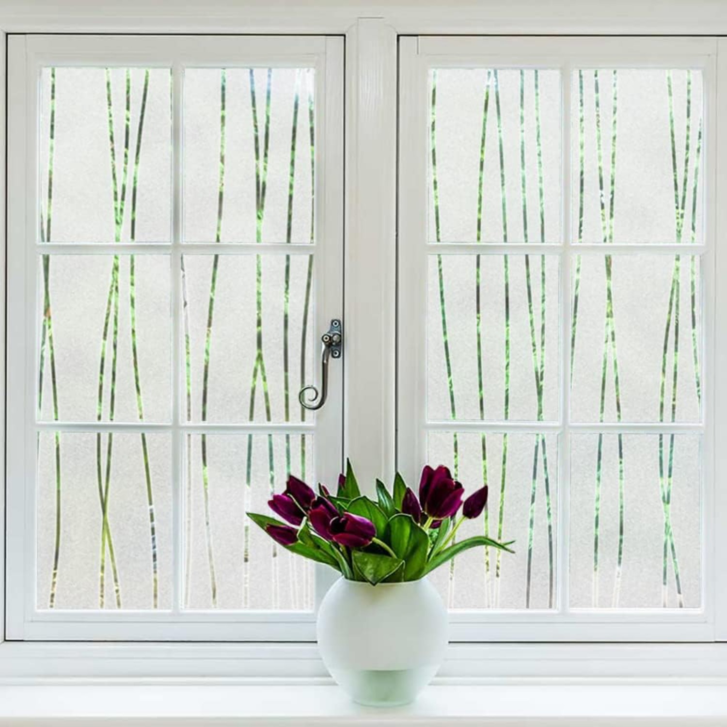 Home Bathroom Window Tint - ストライプ柄フロストウィンドウプライバシーフィルム静電気でくっつく、接着剤不要の装飾ガラスステッカー、UVカットティント、バスルーム、家庭用