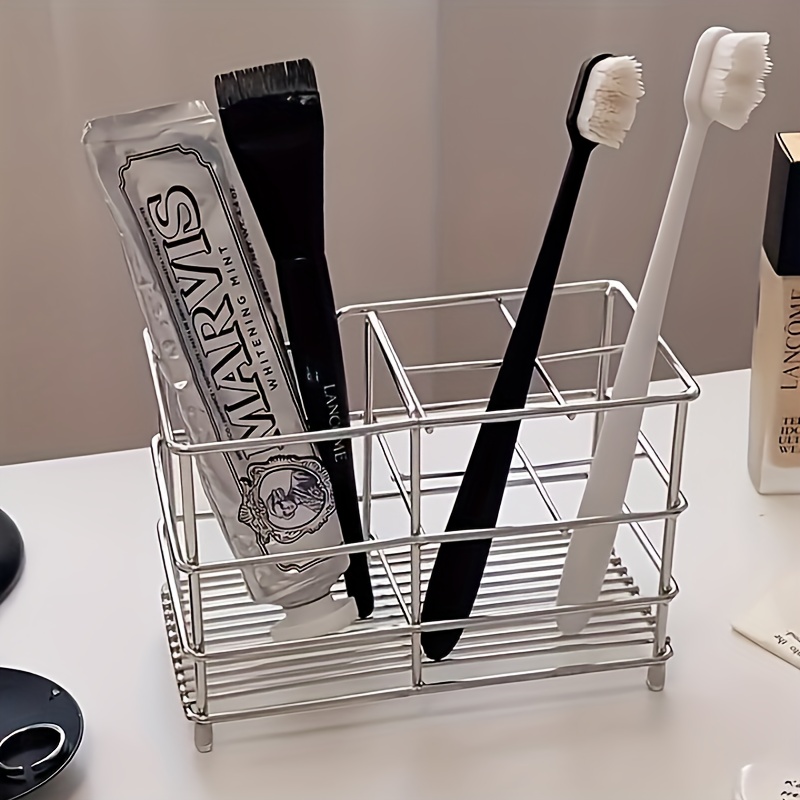 Zara Home Bathroom Accessories - 5スロットステンレス製歯ブラシホルダー - 省スペース自立型デザイン、設置不要、バスルームに最適