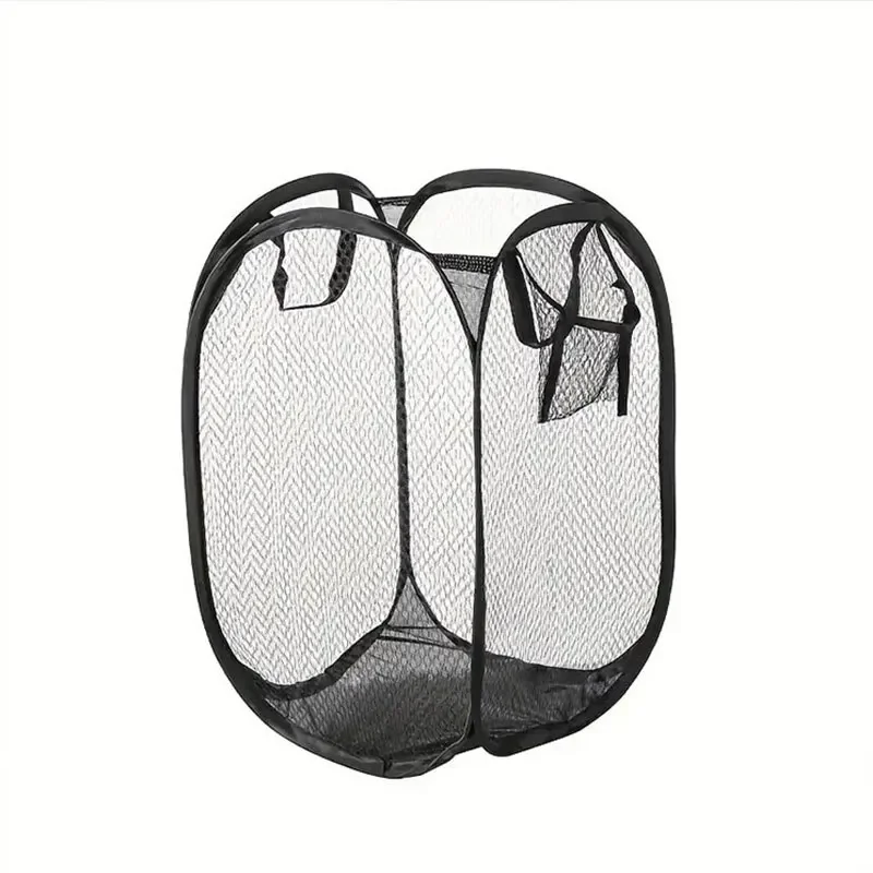 Home Goods Bathroom Storage - 汚れた衣類バスケット 大容量メッシュランドリーバスケット 通気性 折りたたみ式 簡単収納 ポータブルバスルーム衣類オーガナイザーバッグ