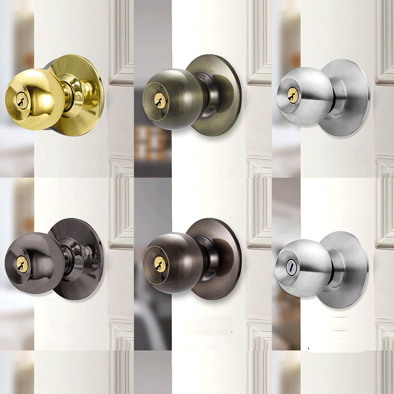 Home Bathroom Key - アルミ合金ラウンドドアノブ回転ロックノブセットハンドル金属ドアノブキー付き家庭用寝室リビングルームバスルーム
