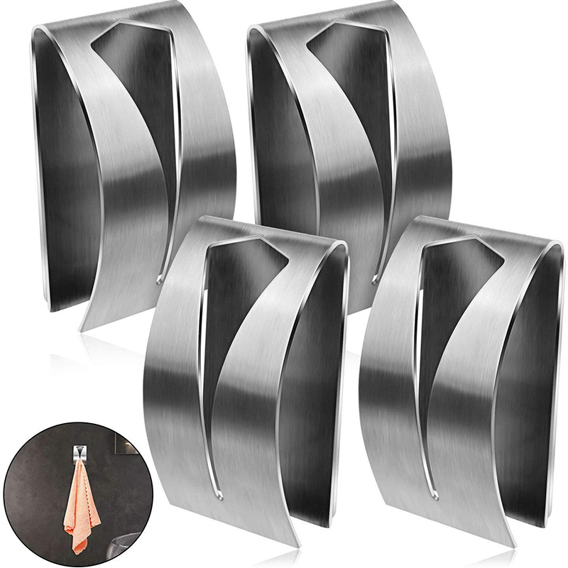 Towel Bar Stainless - 1PC 自己粘着タオルフックホルダーステンレス鋼タオルフック壁タオルハンガーラックホルダー浴室用