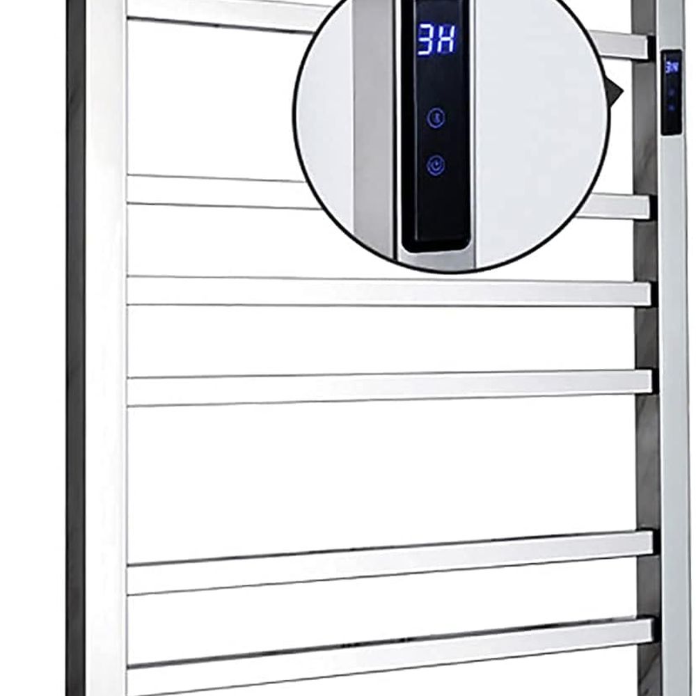 Towel Bar Stainless - 電気タオルウォーマー、タイマー付き壁掛け10バー スマート電気タオルラック ステンレス鋼加熱タオルレール 88W低電力