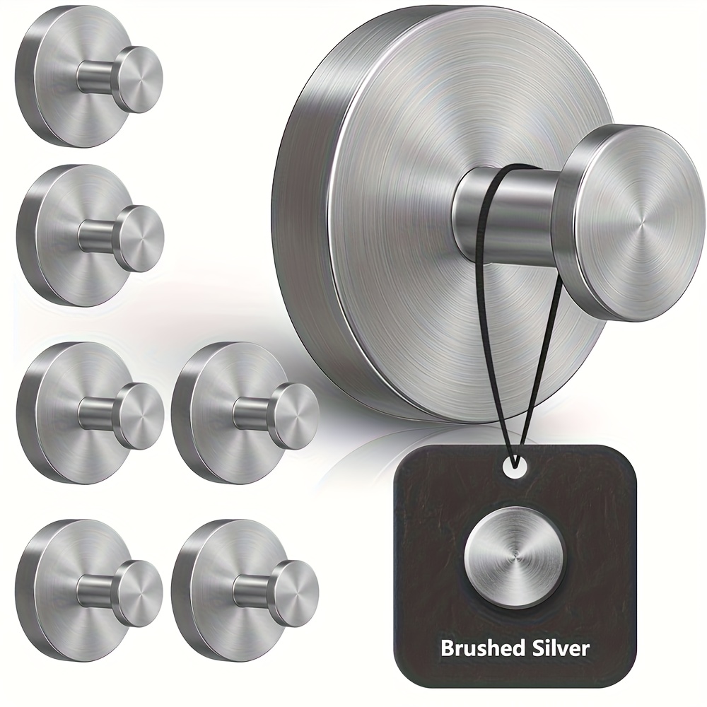 Towel Bar Stainless - 6/1PCステンレス製吸盤フック、穴あけ不要の壁掛けフック、タオルホルダー、浴室キッチン用真空吸盤