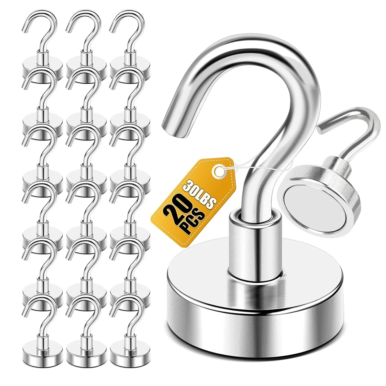 Home Bathroom Key - 20 個金属強力な磁気フック壁掛けヘビーデューティ磁気フックキーハンガーホームキッチンバスルームアクセサリーマグネット