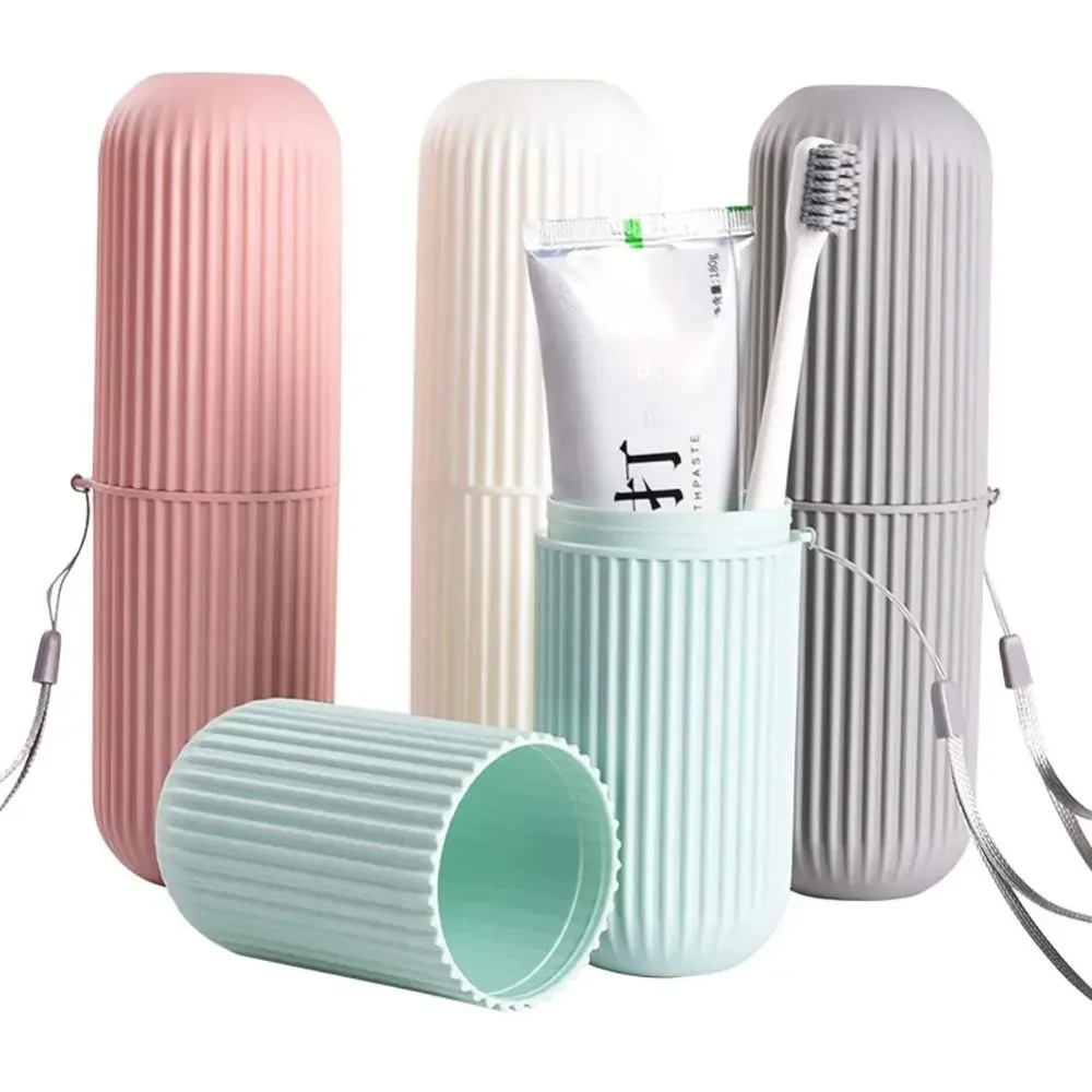 Home Goods Bathroom Storage - 旅行用携帯歯ブラシカップ、バスルーム用歯磨き粉ホルダー収納ケースボックスオーガナイザー、旅行用トイレタリー収納カップ、新クリエイティブ