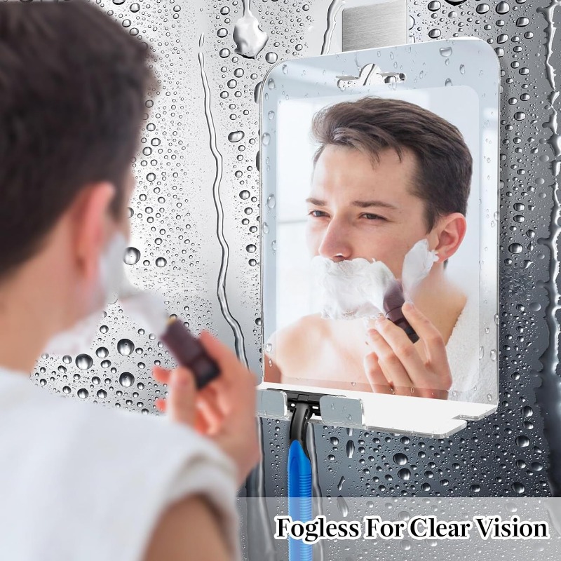 Shaving Mirror Suction - 大型防曇アクリルミラー,バスルームツール,シャワーシェービング,洗面所アクセサリー,霧のないトラベルミラー,30x20cm