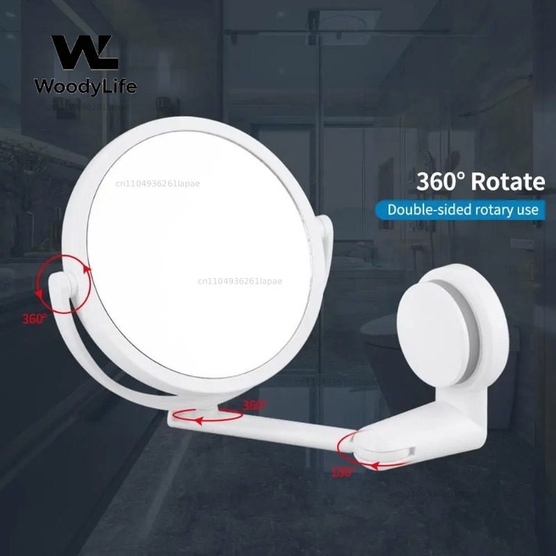Shaving Mirror Suction - 回転式プラスチック折りたたみ真空吸着ラウンドバスアクセサリー化粧用品バニティミラーかみそりミラー壁掛けバスミラー