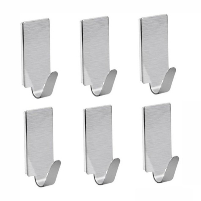 Towel Bar Stainless - 5個入り ステンレス製 粘着フック タオル掛け 壁掛け 穴あけ不要