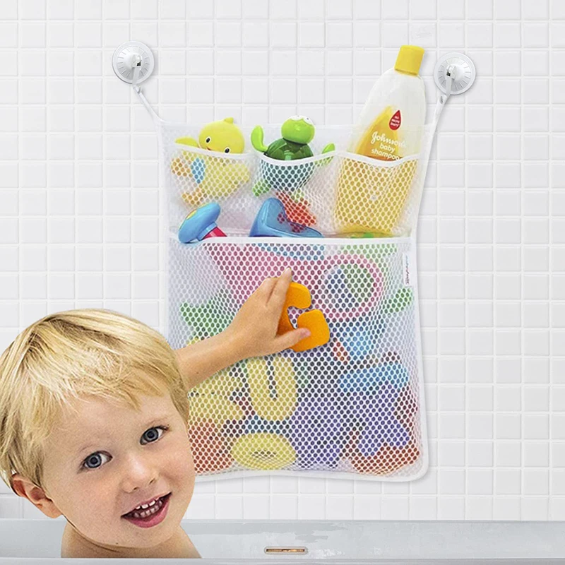 Home Goods Bathroom Storage - ベビーシャワーバスおもちゃ ホワイト ベビーキッズおもちゃ収納メッシュ 強力な吸盤付き おもちゃバッグネット バスルームオーガナイザー