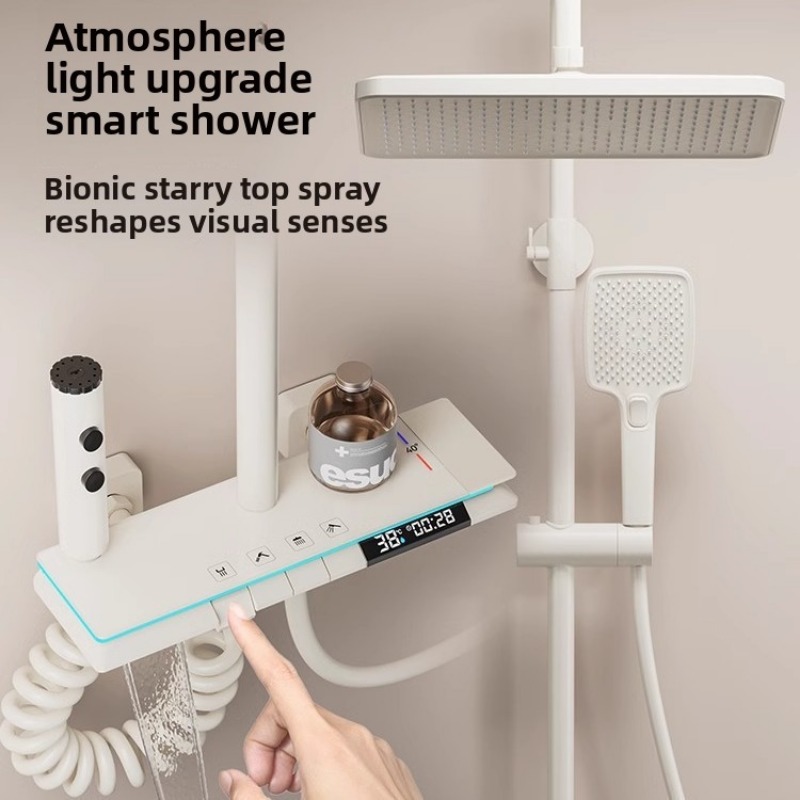 Home Bathroom Key - サーモスタットシャワーセット家庭用バスルームピアノキーレインシャワーヘッドシャワーヘッドセットバスルームシャワーヘッドセット銅製シャワーセット