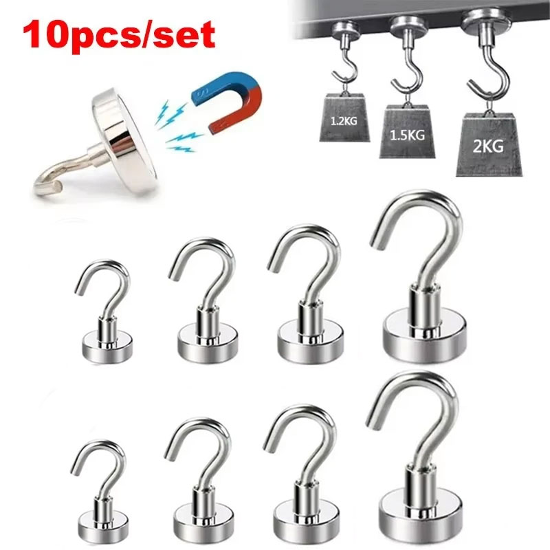 Home Bathroom Key - 10 個の強力なマグネットフック多目的収納フックホームキッチンバー収納フックキー収納フック浴室ハンガー