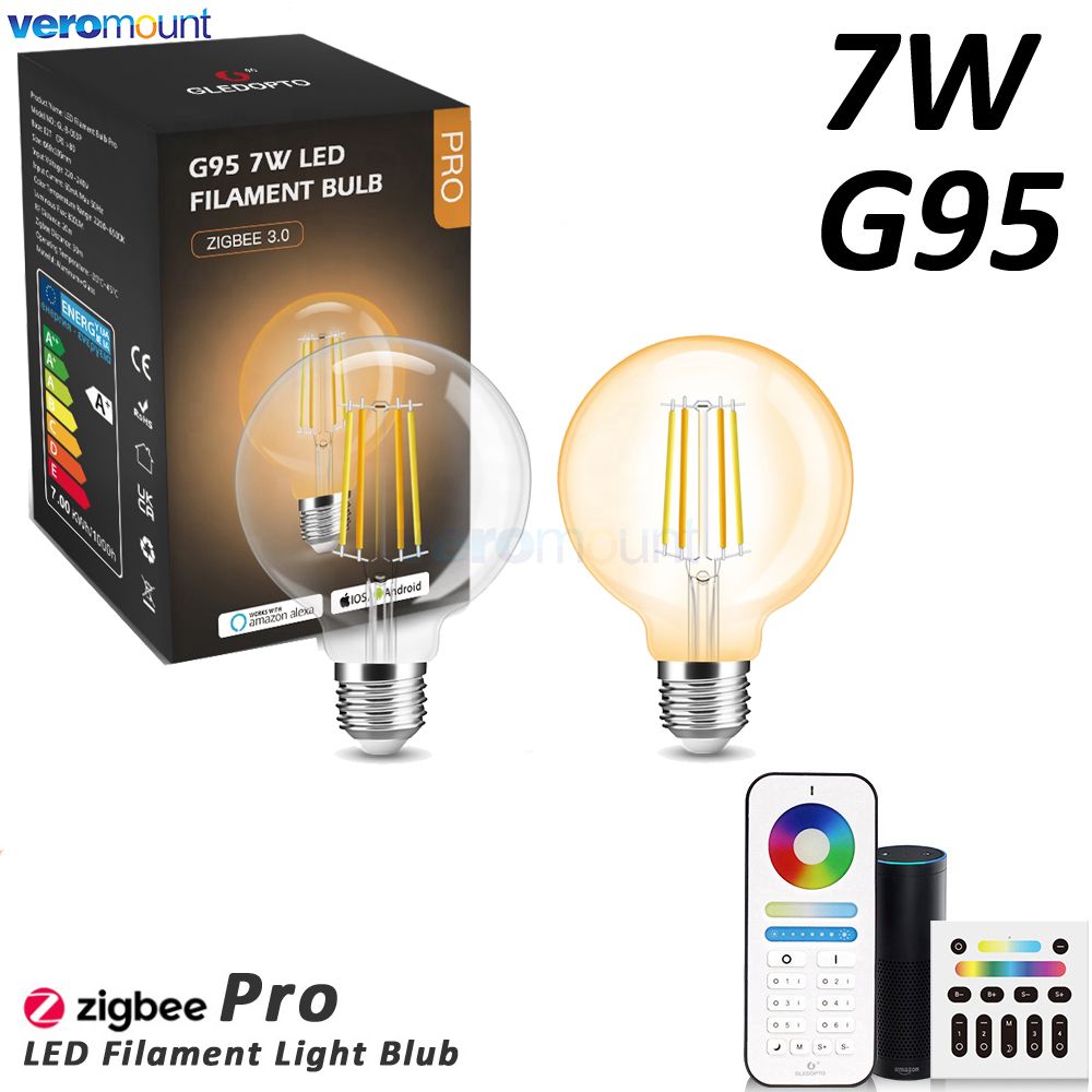 Philips Bulb Hue - Zigbee-調光可能な電球,220v,7w,g95,2.4g,クラシックリモコン,レトロ,エジソン,ヴィンテージ,デュアルホワイト (2200k-6500k)