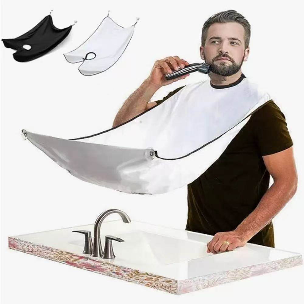 Shaving Mirror Suction - 男性用シェービングエプロン、クリエイティブな壁掛けミラー付き吸盤式ヘアカットケープ、ホームサロン用口ひげ・髭剃りエプロン、グルーミングアクセサリー