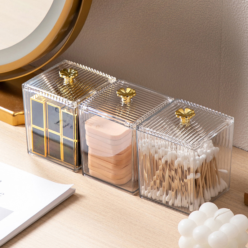 収納オーガナイザー バスルームジャー 綿棒収納 スクエアコン - Home Goods Bathroom Storage のレビューと価格