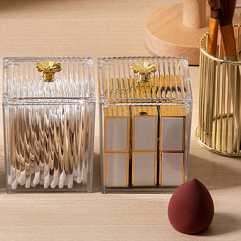 収納オーガナイザー バスルームジャー 綿棒収納 スクエアコン - Home Goods Bathroom Storage のレビューと価格