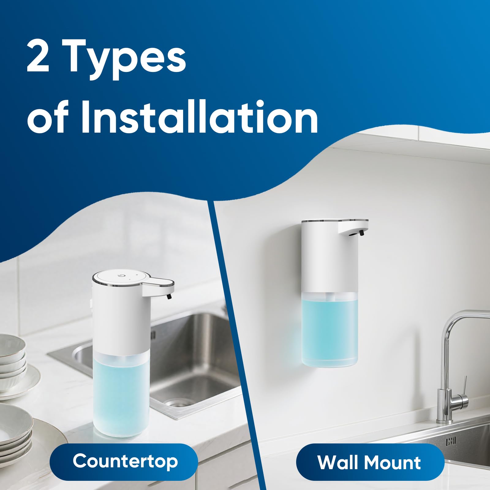 非接触式自動泡ソープディスペンサー、4段階調整可能な泡量、4 - Home Bathroom Wall Soap Dispenser のレビューと価格