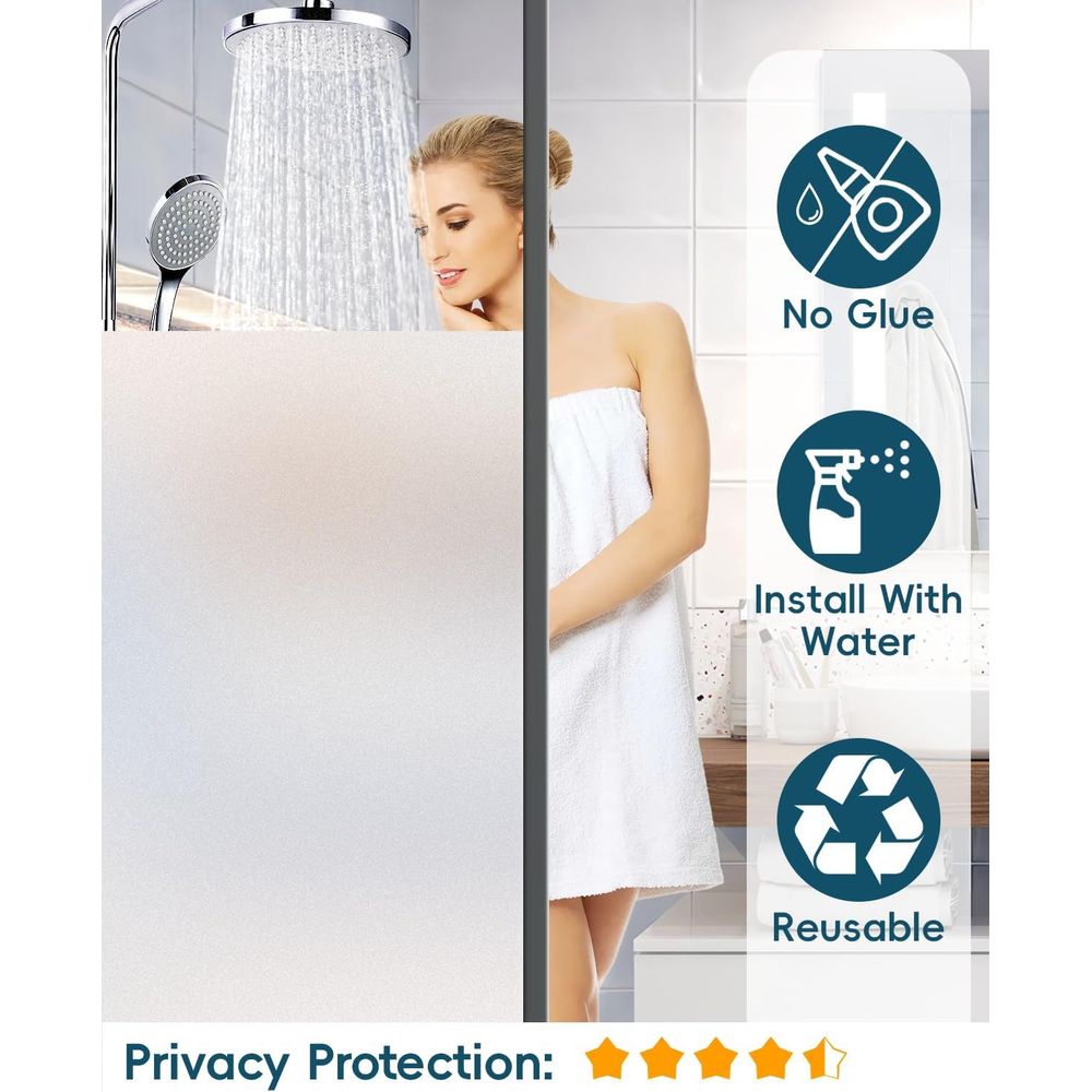ロステッドガラス窓用プライバシーフィルム装飾、浴室窓用ティン - Home Bathroom Window Tint のレビューと価格