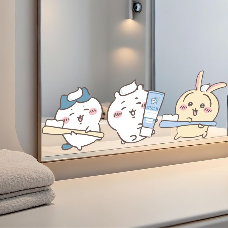 ホットチイカワミラーステッカー強力粘着クリアプリント防水取り - Home Edit Bathroom のレビューと価格
