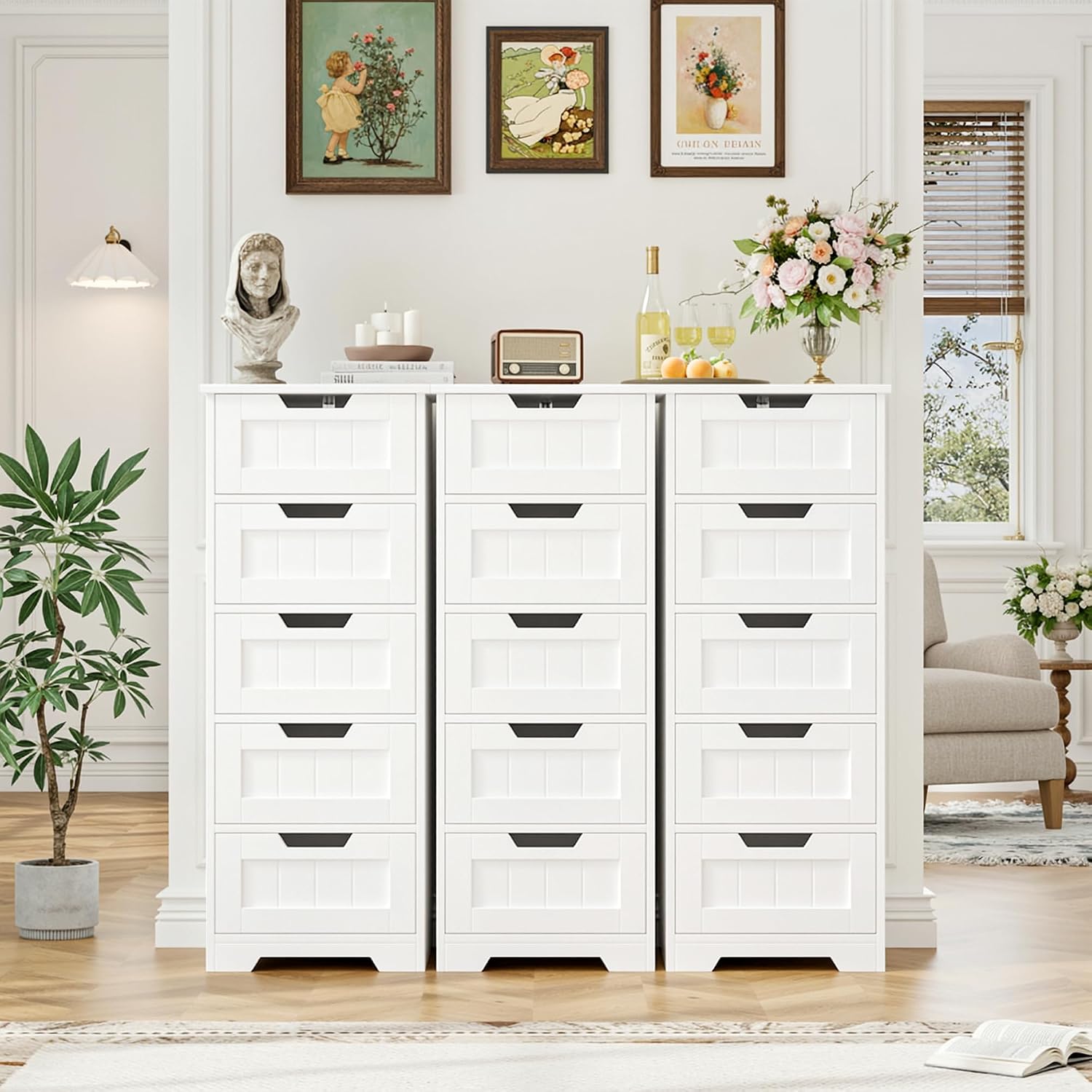 自立型バスルーム収納キャビネット、5つの引き出し付き木製フロ - Home Bathroom Furniture のレビューと価格