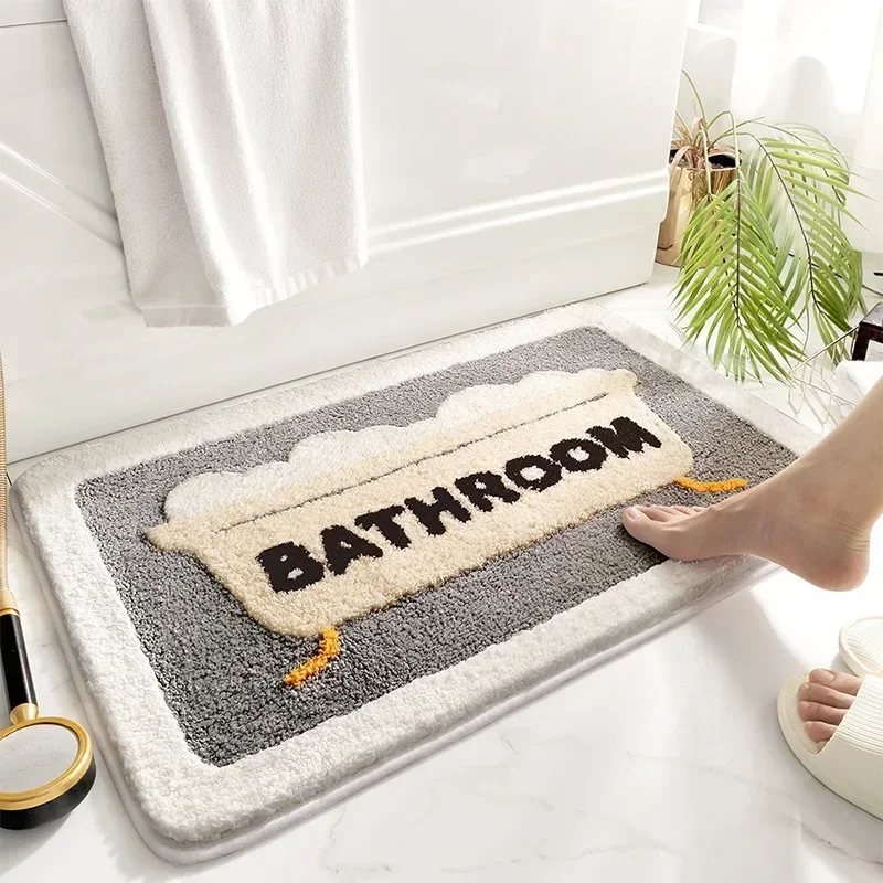 滑り止め付きバスマット、柔らかいフェイクウールラグ、速乾性、 - Home Bathroom Tub のレビューと価格