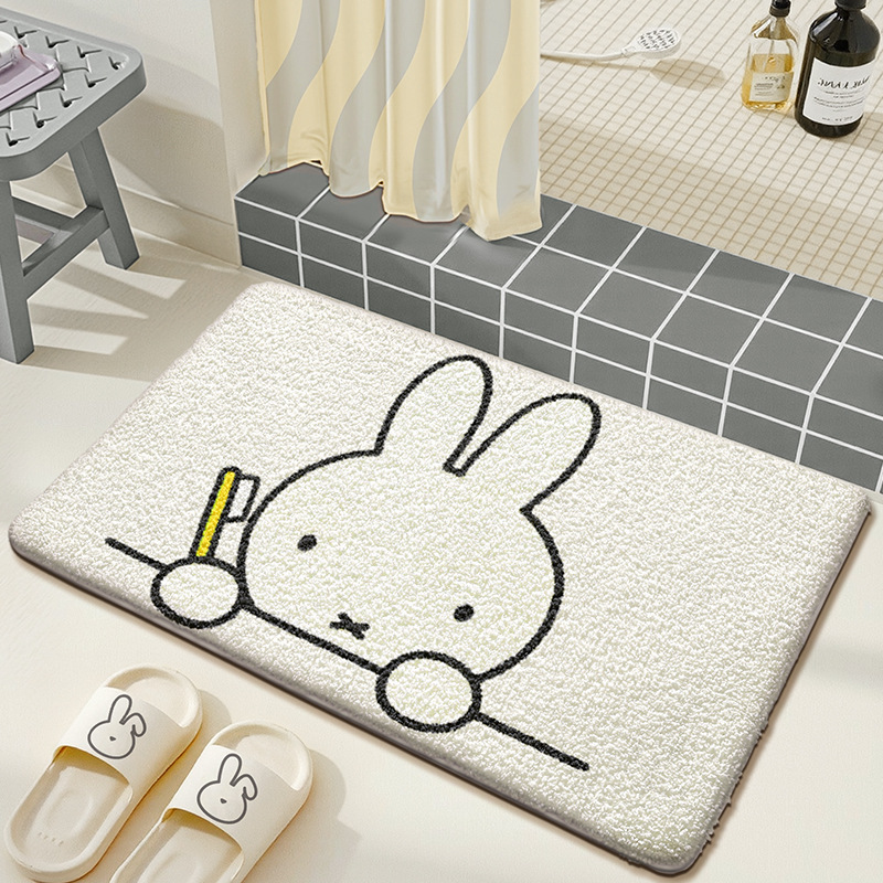 かわいいミッフィーフロアマットかわいい漫画ミッフィーバスルー - Home Edit Bathroom のレビューと価格