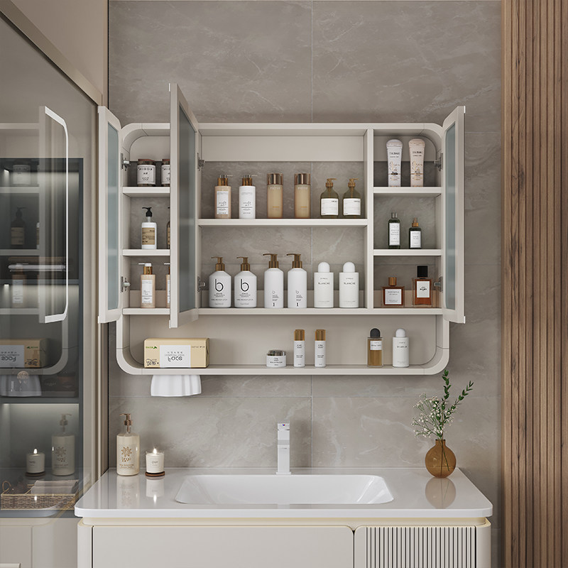 オーガナイザーミラー、バスルームキャビネット、収納棚、紙の装 - Home Bathroom Furniture のレビューと価格