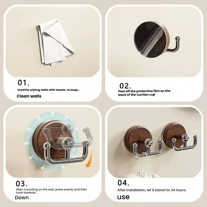 家庭用収納木目調吸盤フック 穴あけ不要 取り外し可能 強力壁 - Home Bathroom Key のレビューと価格