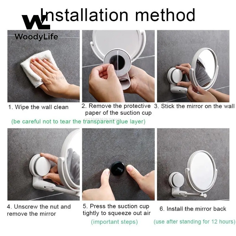 回転式プラスチック折りたたみ真空吸着ラウンドバスアクセサリー - Shaving Mirror Suction のレビューと価格