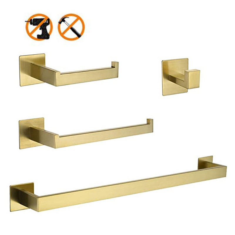 304ステンレス製4点セットゴールドバスルームハードウェアセ - Towel Bar Stainless のレビューと価格