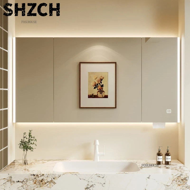 モダンな厚みのある浴室鏡、一体型スマート収納キャビネット付き - Home Bathroom Furniture のレビューと価格