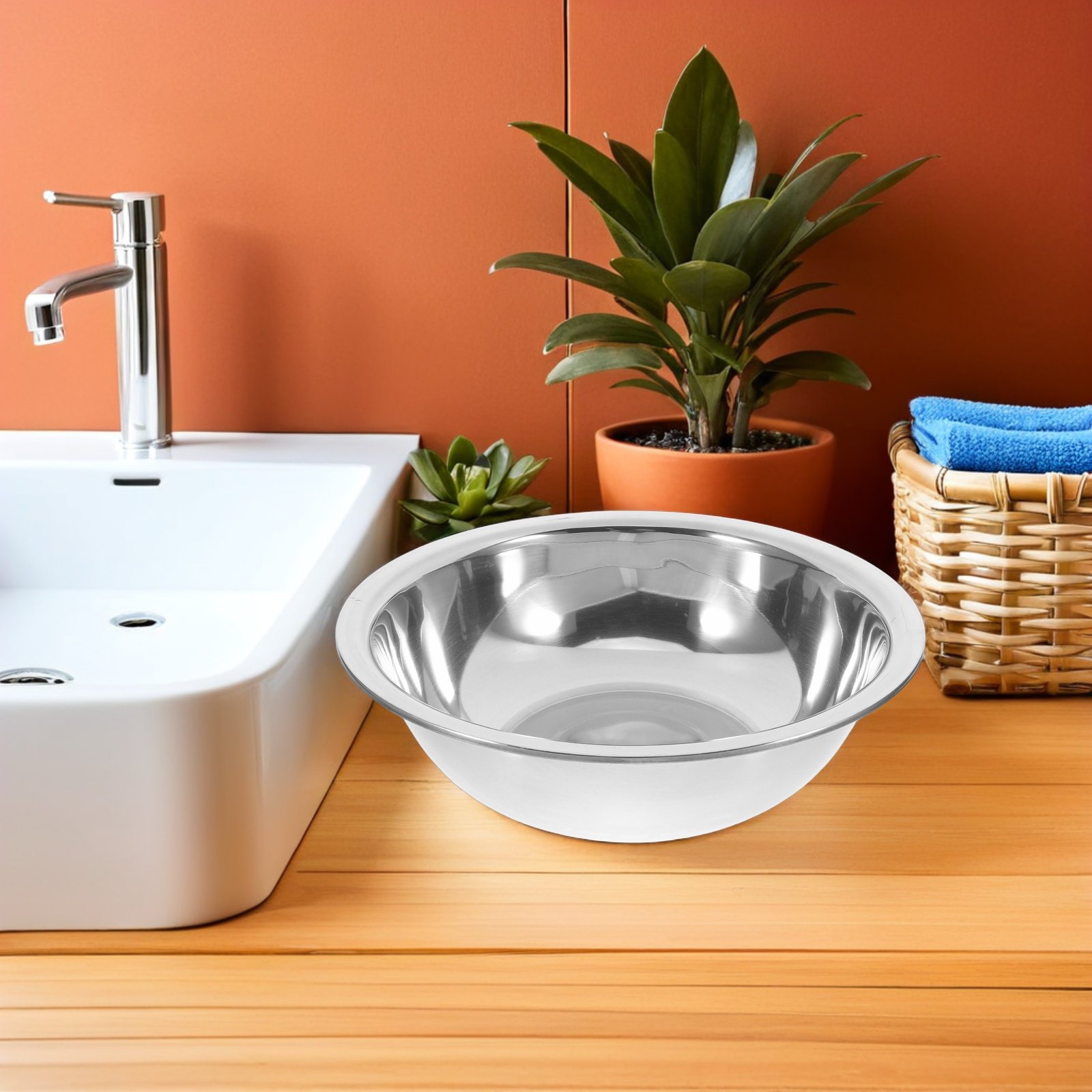 2個セット ステンレス製 多目的洗面器 28cm 丸型 浸け - Home Bathroom Tub のレビューと価格