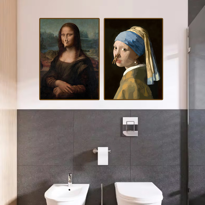 1ピース 面白い抽象的なバスルームトイレの家の装飾、額縁なし - Home Bathroom Furniture のレビューと価格