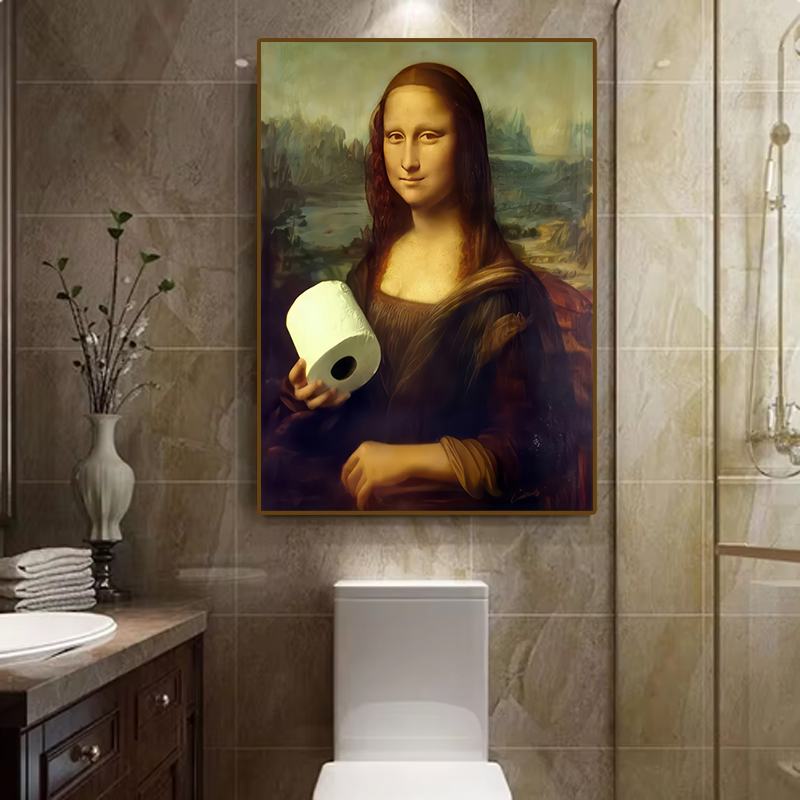 1ピース 面白い抽象的なバスルームトイレの家の装飾、額縁なし - Home Bathroom Furniture のレビューと価格