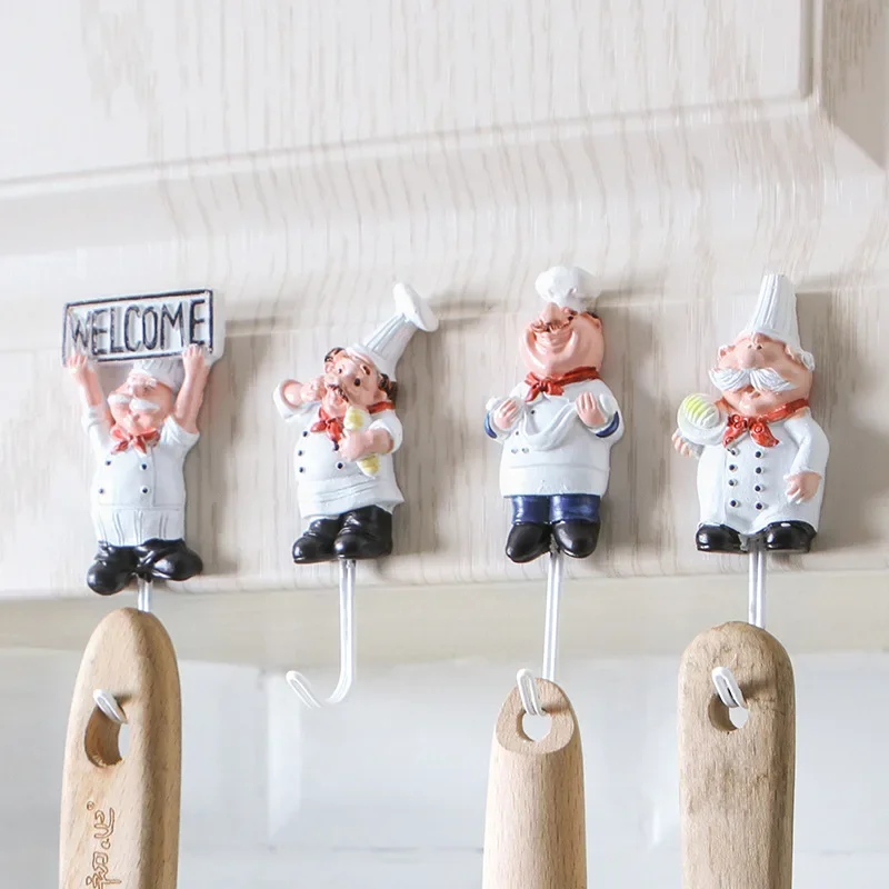 かわいい漫画シェフ形状装飾フック壁キーホルダードア洋服コート - Towel Bar Stainless のレビューと価格
