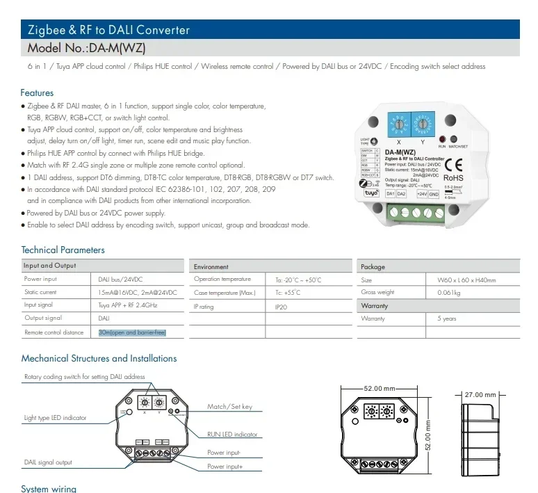 6 in 1 Zigbee&RF to DALIコンバーター - Philips Bulb Hue のレビューと価格