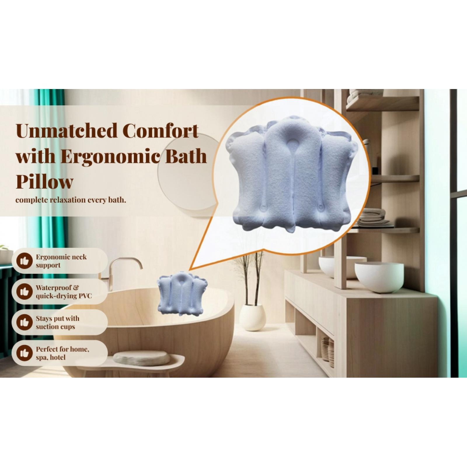 吸盤付きインフレータブルバスピロー、浴槽用ソフトクッション、 - Home Bathroom Tub のレビューと価格