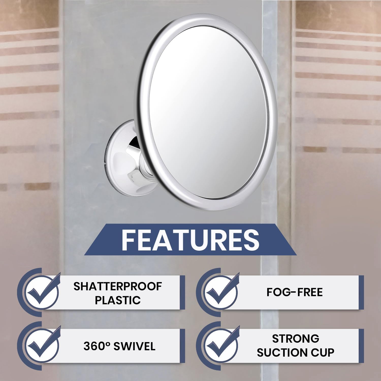 曇りのない化粧用バスミラー、強力な吸盤付き、シャワー用360 - Shaving Mirror Suction のレビューと価格
