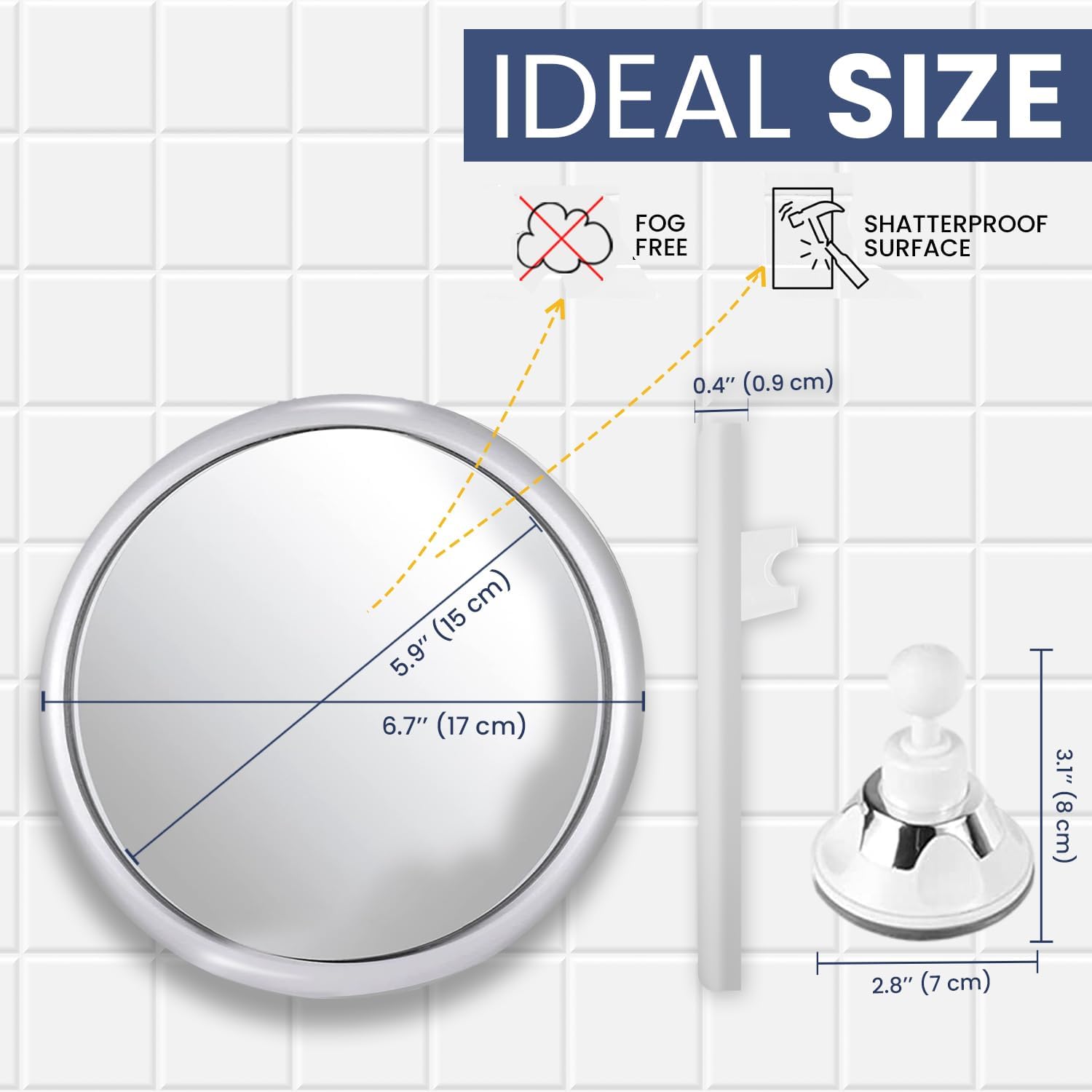 曇りのない化粧用バスミラー、強力な吸盤付き、シャワー用360 - Shaving Mirror Suction のレビューと価格