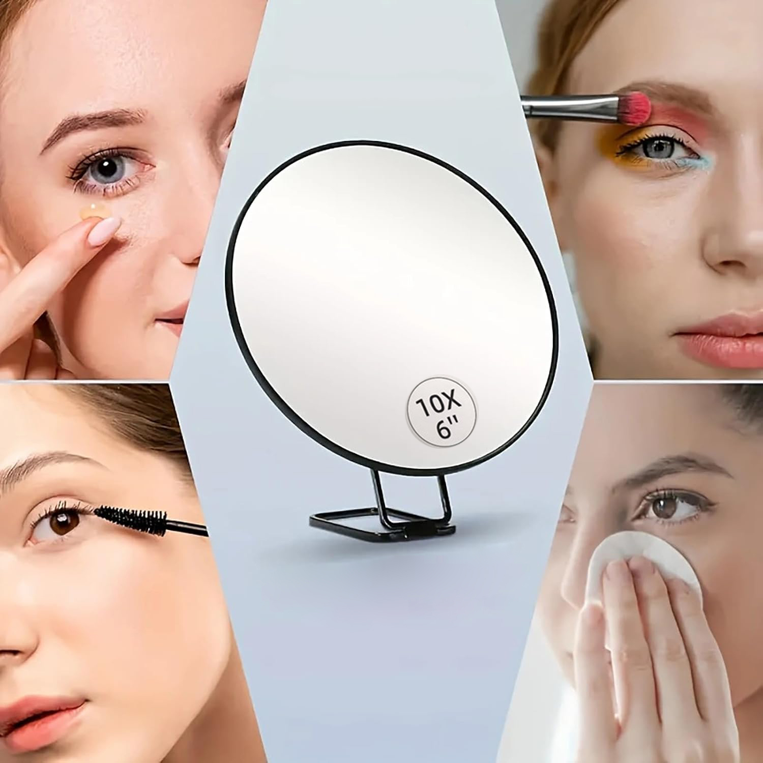 持ち運び可能な6インチトラベルメイクアップミラー、10倍拡大 - Shaving Mirror Suction のレビューと価格