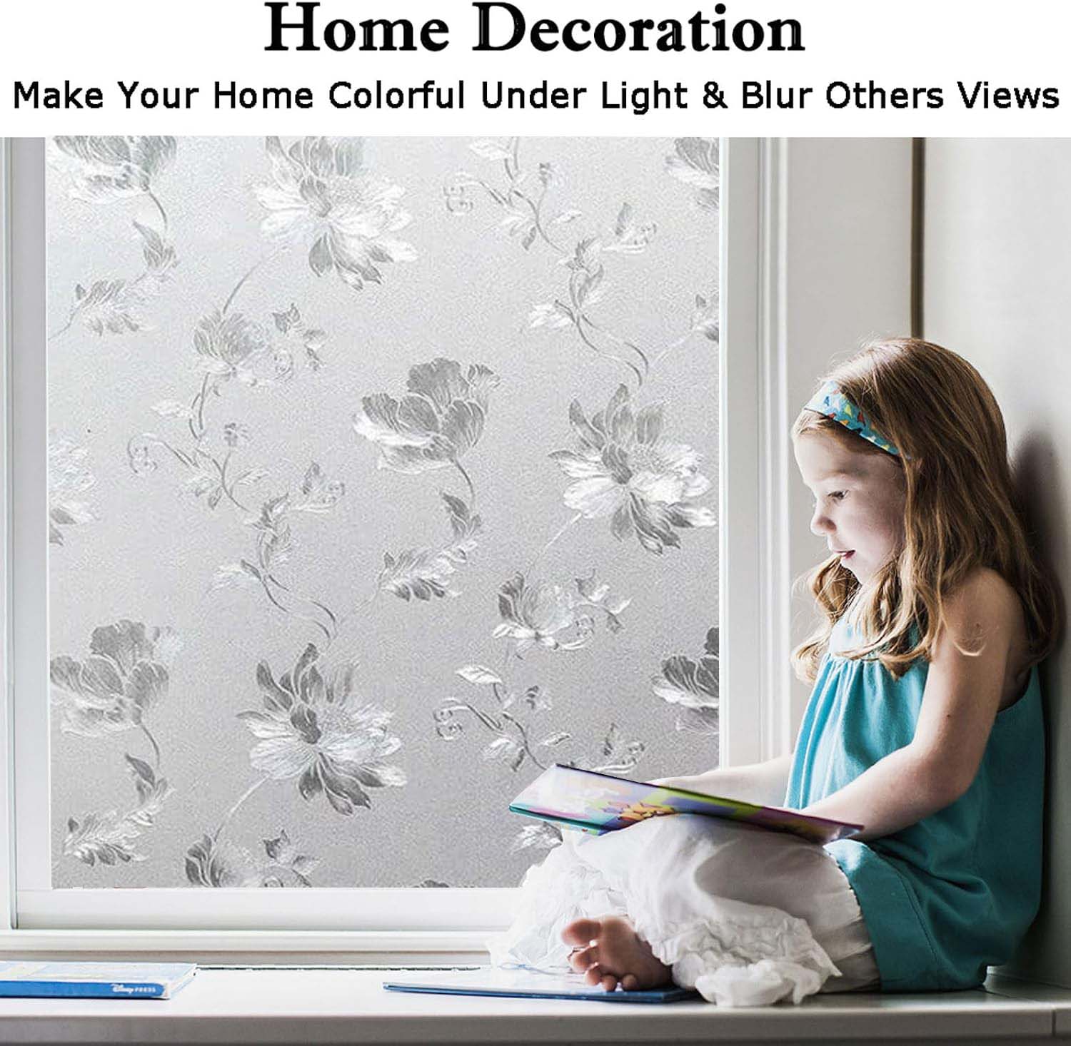 花柄フロストウィンドウプライバシーフィルム静電気でくっつく、 - Home Bathroom Window Tint のレビューと価格