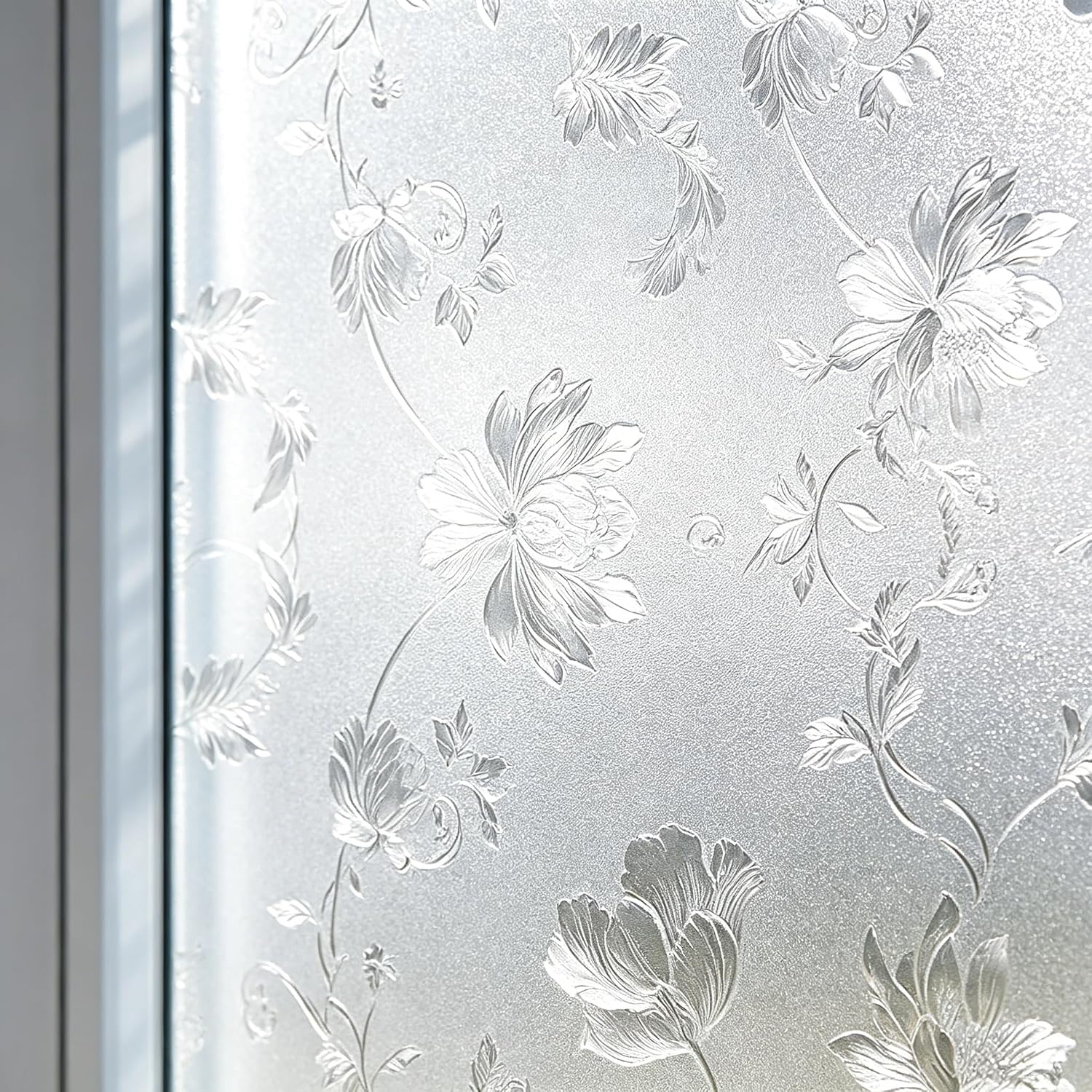 花柄フロストウィンドウプライバシーフィルム静電気でくっつく、 - Home Bathroom Window Tint のレビューと価格