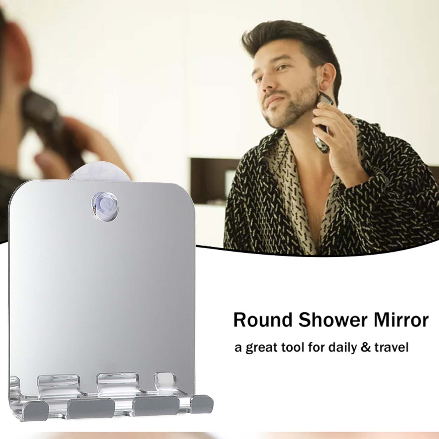 壊れない霧のないトラベルミラー,バスミラー,かみそりのフック - Shaving Mirror Suction のレビューと価格
