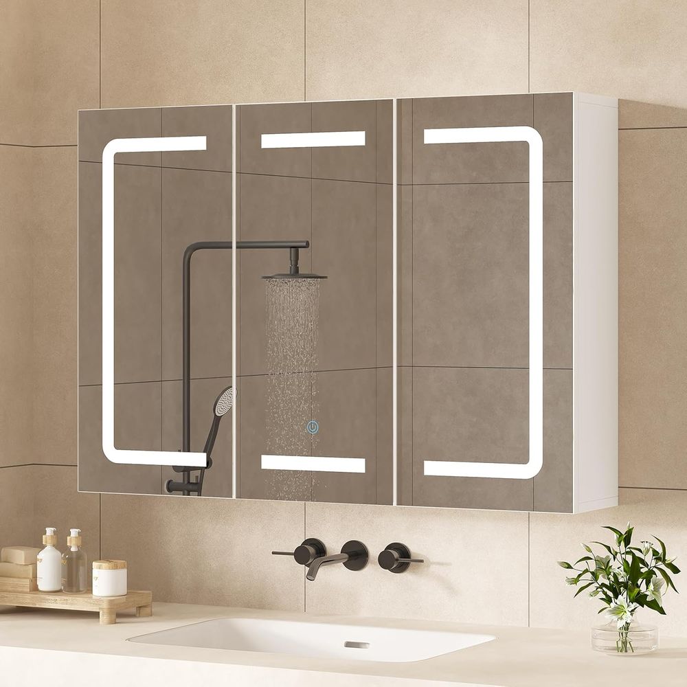 鏡付き薬棚オーガナイザー、照明付き収納付き浴室薬棚、LEDラ - Home Bathroom Furniture のレビューと価格