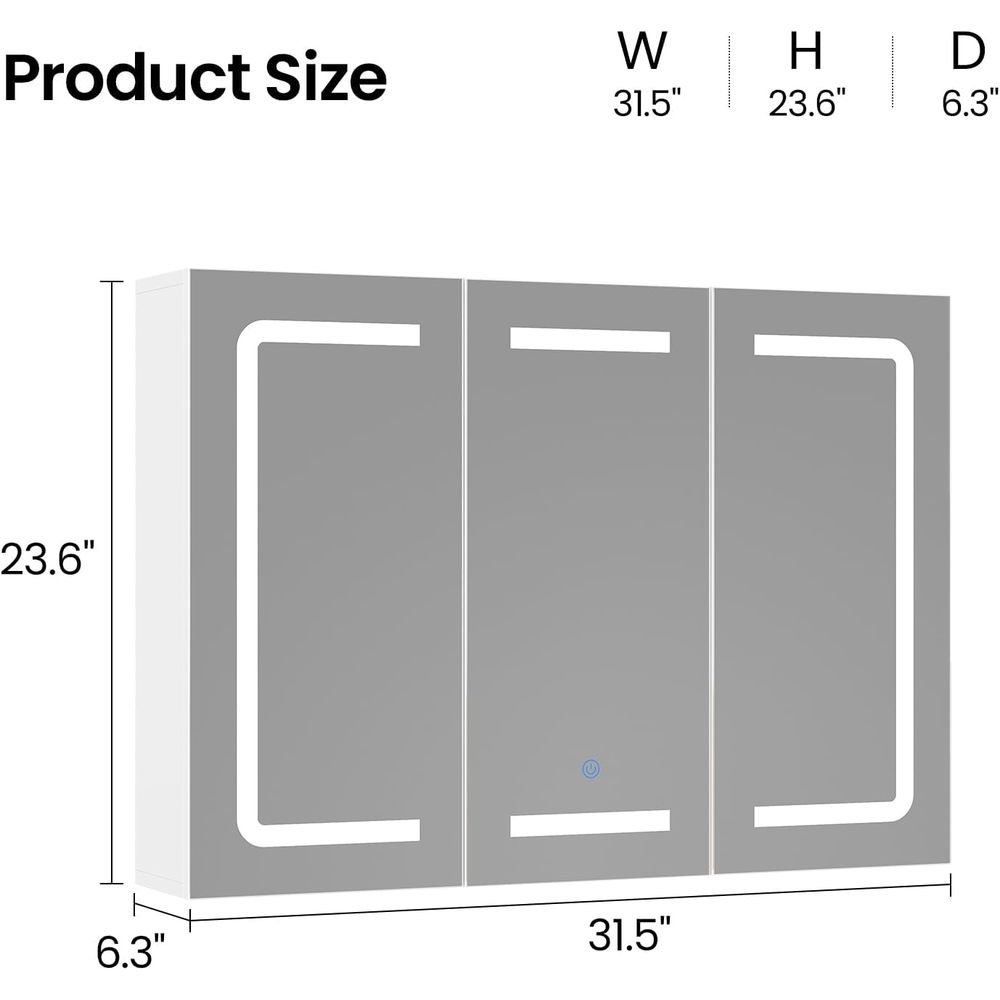 鏡付き薬棚オーガナイザー、照明付き収納付き浴室薬棚、LEDラ - Home Bathroom Furniture のレビューと価格