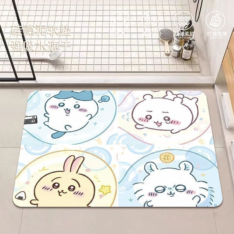 アニメちいかわハチワレうさぎ珪藻泥バスルームフロアマット滑り - Home Edit Bathroom のレビューと価格