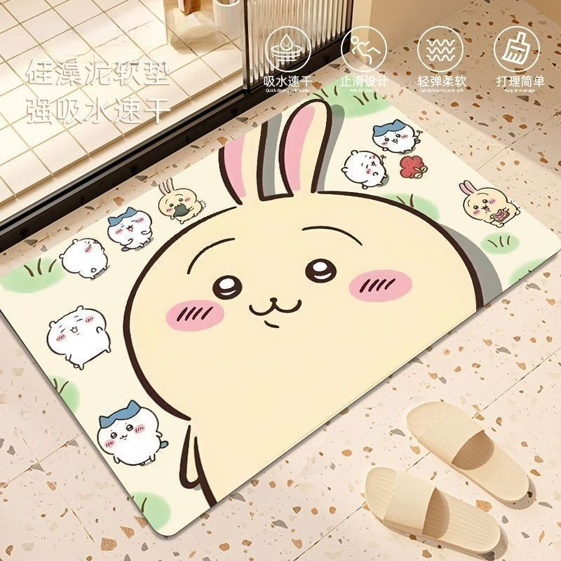 アニメちいかわハチワレうさぎ珪藻泥バスルームフロアマット滑り - Home Edit Bathroom のレビューと価格